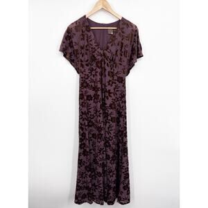 Whimsigoth Burnout Velvet Maxi Dress Women 4 Fairy Grunge Babydoll Dark Romantic